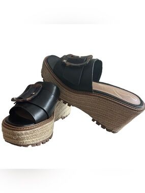 Sam Edelman Black platform jute Sandals with Buckle Sz9 / 39